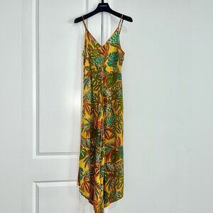 Japna mustard and Green Tropical Jumpsuit size L